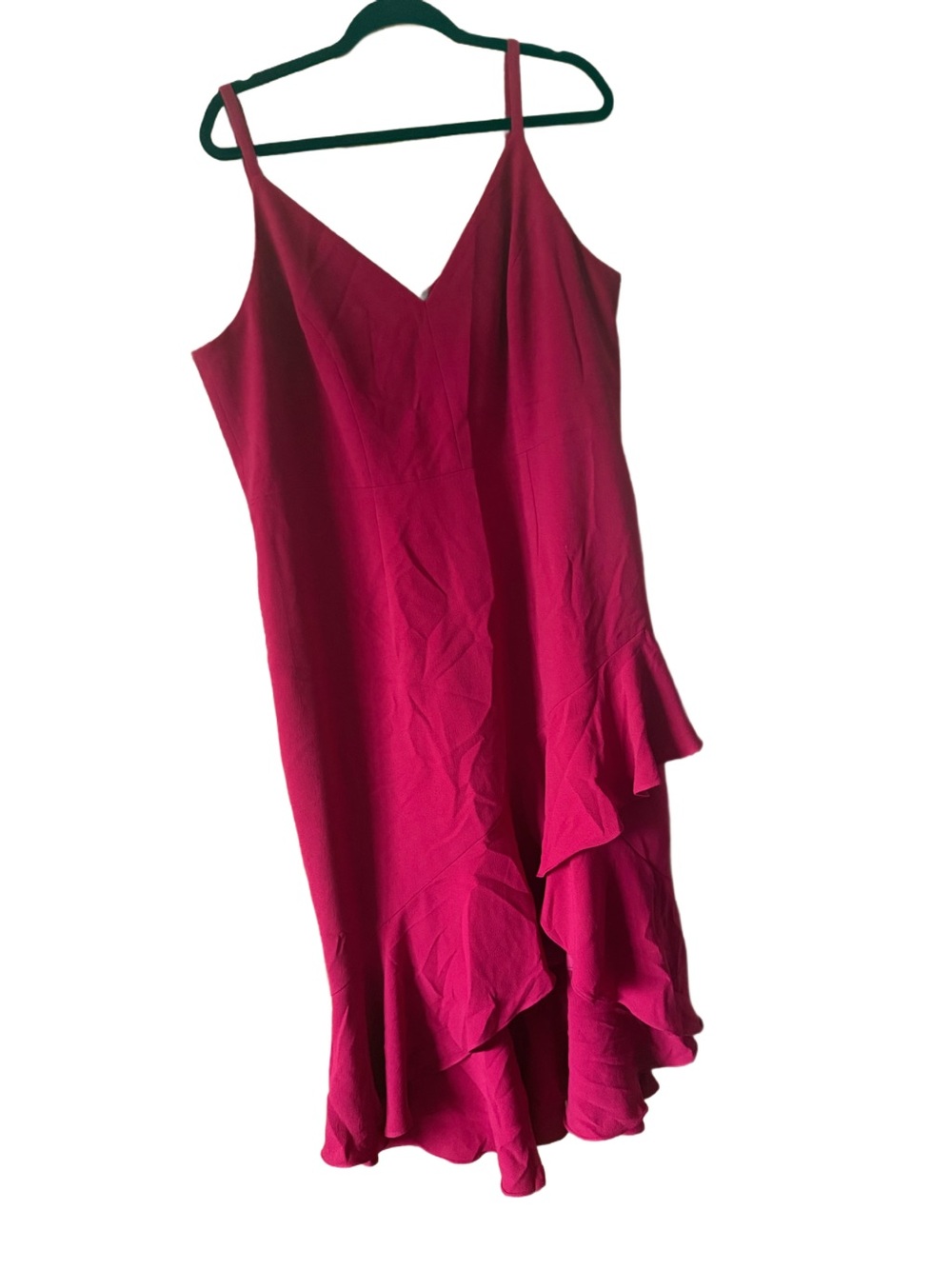 Dress the Population Red Ruffle Slip Midi Dress